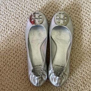 Silver Tory Burch flats